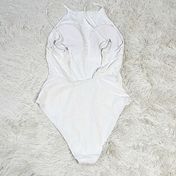 Andie Asbury Ribbed One Piece Swimsuit in Coconut NWT Medium - Picture 5 of 6